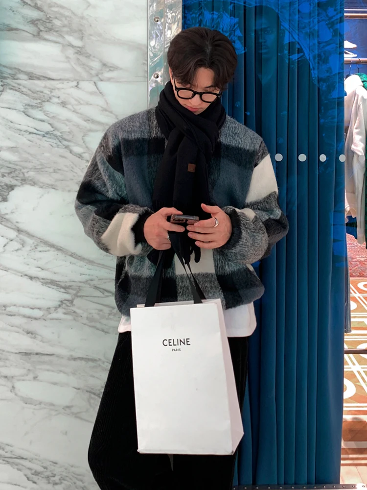 SYUHGFA зимние мужские свитера повседневные вязаные топы из мохера с круглым