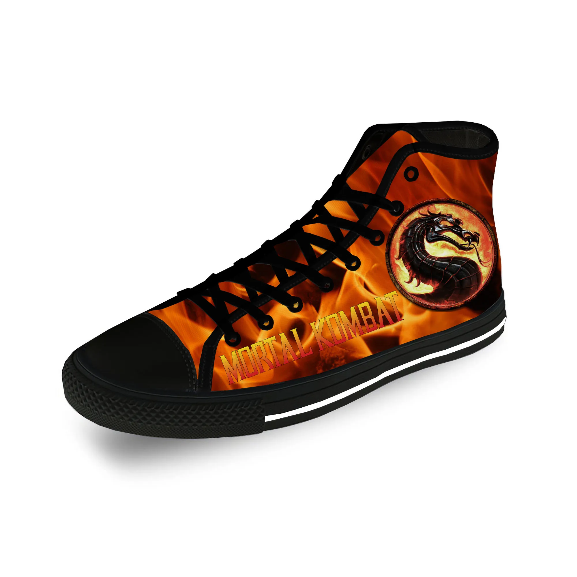 

Высокие кроссовки Mortal Kombat для мужчин и женщин, повседневная холщовая обувь с 3D принтом для подростков, дышащая легкая обувь для бега