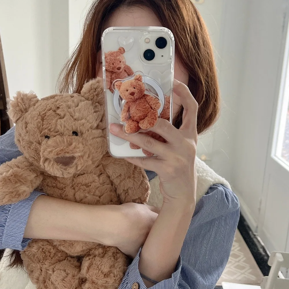 Чехол для iPhone 15 14 13 12 11 Pro Max с милым медведем