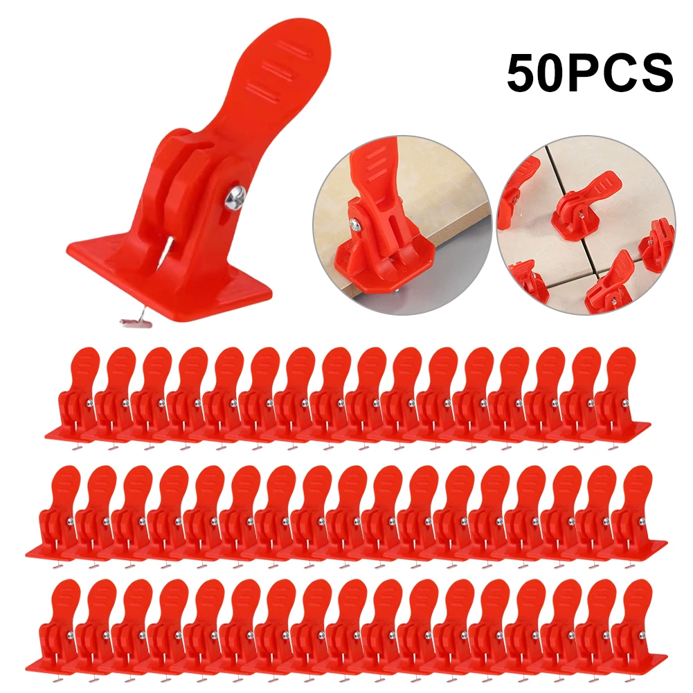 

50PCS Red Floor Tile Leveling System Adjuster Plastic Spacers Positioning Artifact Leveler Locator Tile Laying Construction Tool