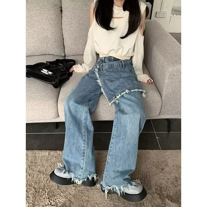 Женская джинсовая юбка Design sense Новинка осени 2022 корейские свободные штаны из двух