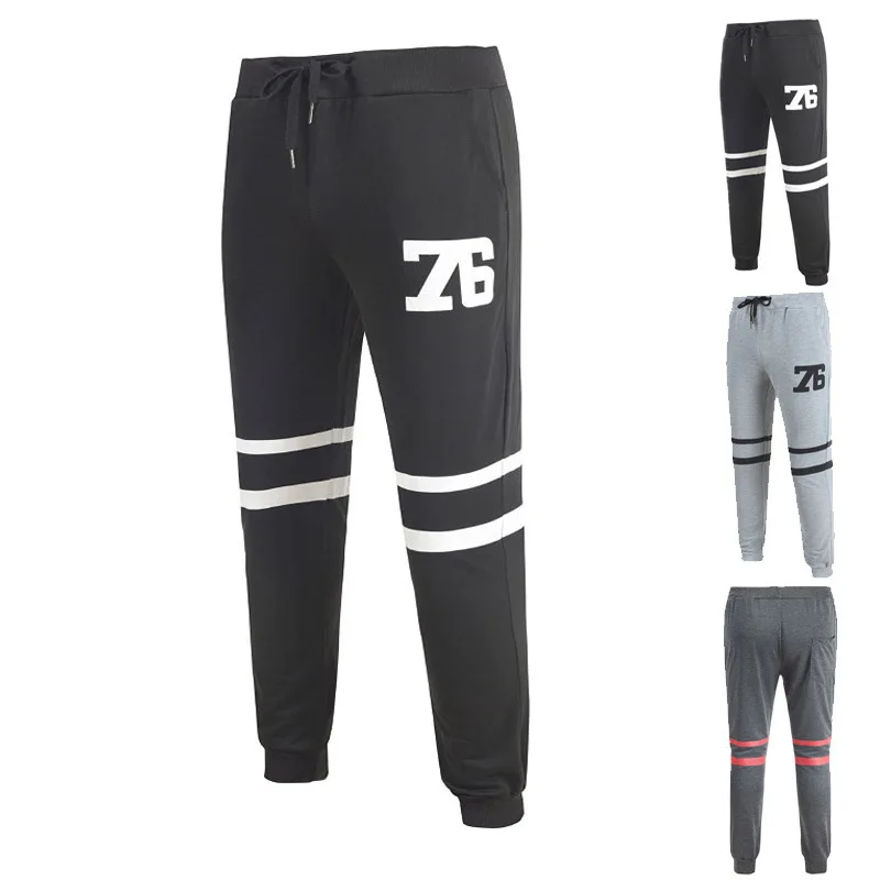 New Men's Casual Print Sweatpants Fashion Striped Slim Fit Pencil Pants Drawstring Pocket Jogging Fitness Training Sports Pants