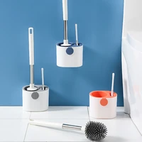 long handle soft hair toilet cleaning brush set silicone no dead corner free punch wall mounted toilet brush bathroom accessorie