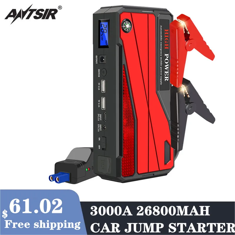 

26800mAh Car Jump Starter Power Bank 3000A Car Battery Charger Auto Emergency Booster Starting Device Jump Start