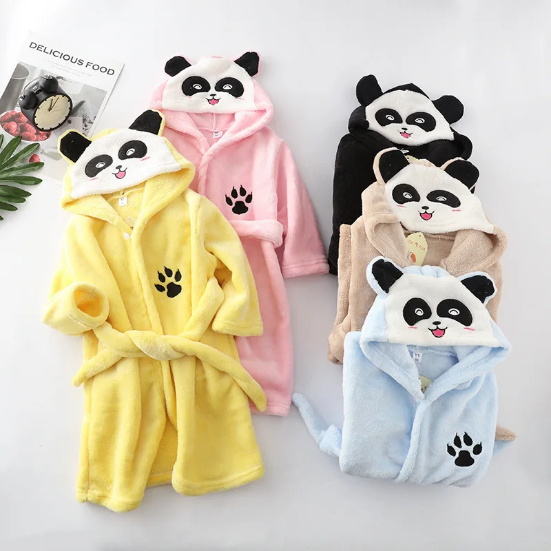 

Cute Cartoon Animals Robes Pajamas Winter New Baby Boy Flannel Sleepwear Robes Fashion Kids Clothes Hooded Autumn Girl Bathrobe