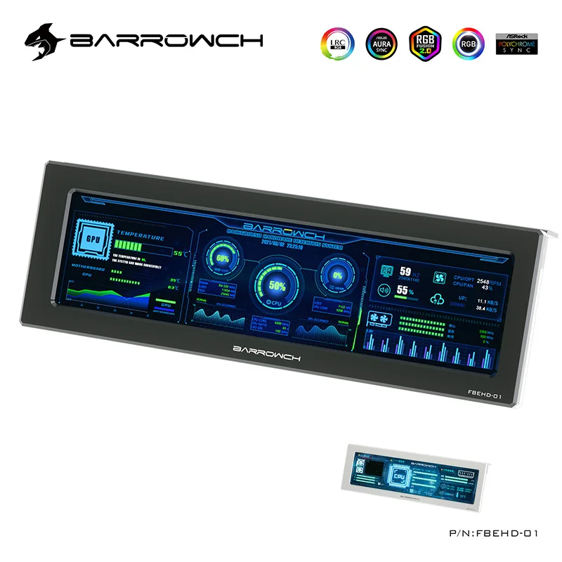 Монитор температуры BARROWCH, TFT-экран, проверка компьютерного оборудования, расширенный 8,8 дюйма AIDA64 ,5 в свет, X пикселей, фотография