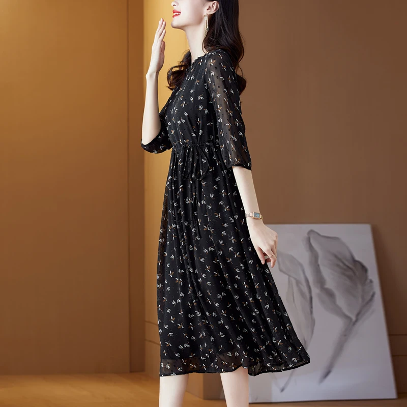 

Women's High Quality Clothing Summer 2022 Plus Size Loose Tight Floral Silk Maxi Dress Elegant Casual Party Dress Vestidos