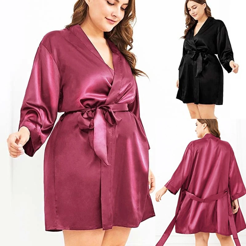 

2022 New Satin Bridesmaid Robes,White Faux Silk Wedding Bridal Sisters Dressing Gown Kimono Bathrobes