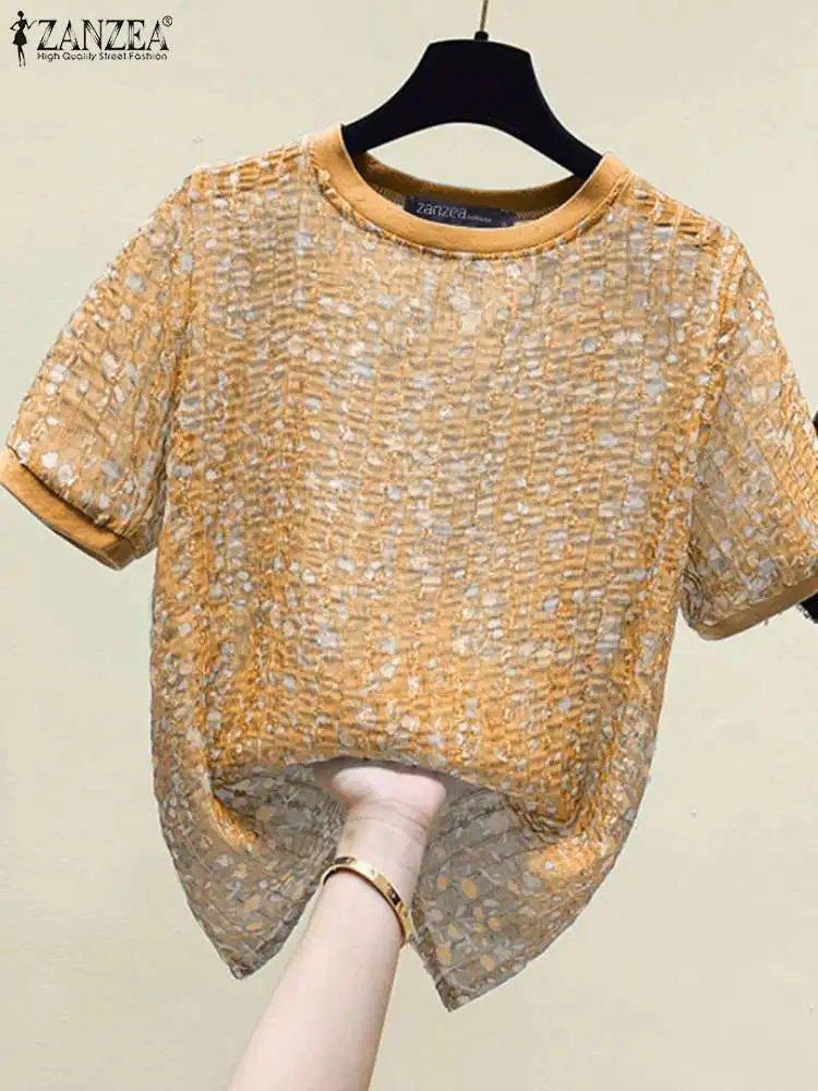 Лето 2024 модная блузка ZANZEA с цветочным принтом богемные топы туника Женская