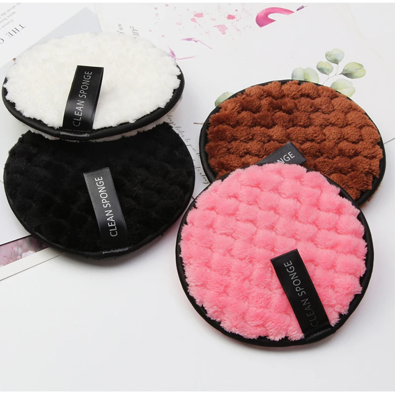 

1Pc Soft Fiber Makeup Remover Puff Reusable Facial Wash Puff Double Sided Makeup Sponge Easy Use Beauty Make Up Remover Tools