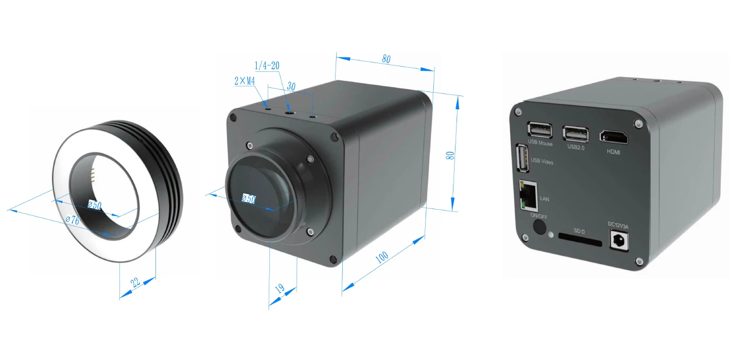 Цифровой микроскоп AFDM412 4K 30FPS 8M HDMI + USB WIFI LAN с электрическим управлением