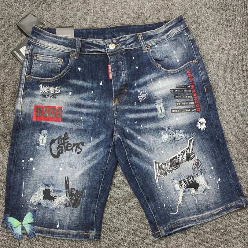 

Tide Brand New 2022 Summer Denim Shorts Men's Slim Personality DSQ2 Shorts Jeans