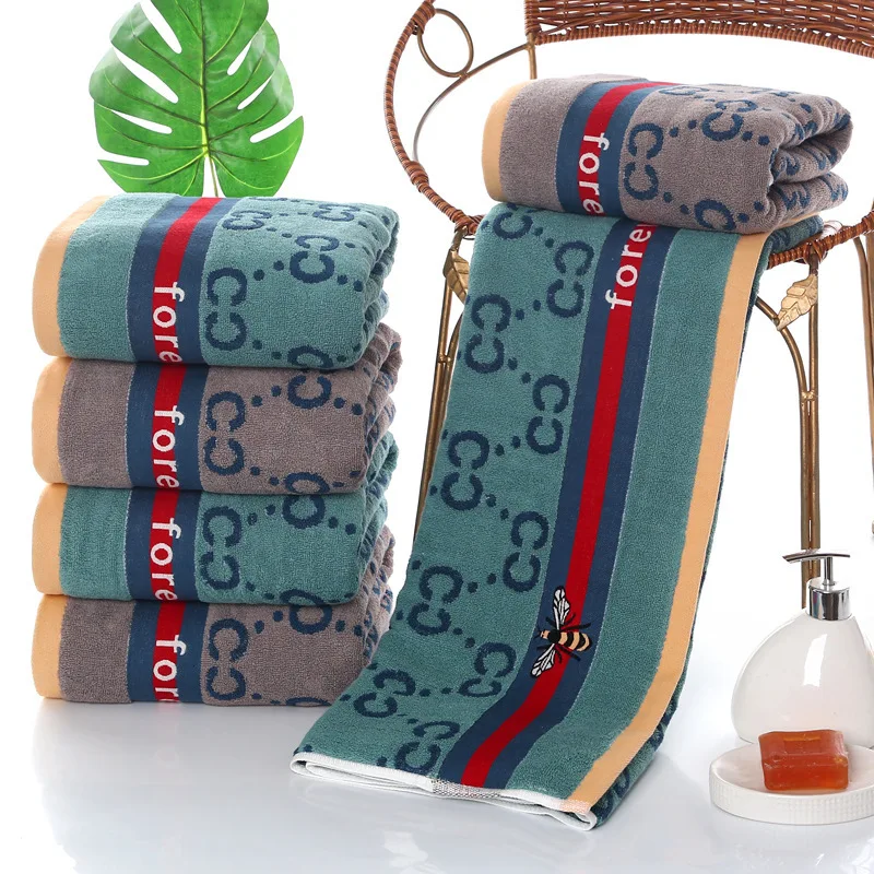 

Bath Towels for Adults New Bee Print Broken Bath Towel Soft Household Cotton Couple Bath Towel Thickened Absorbent Hair Towel