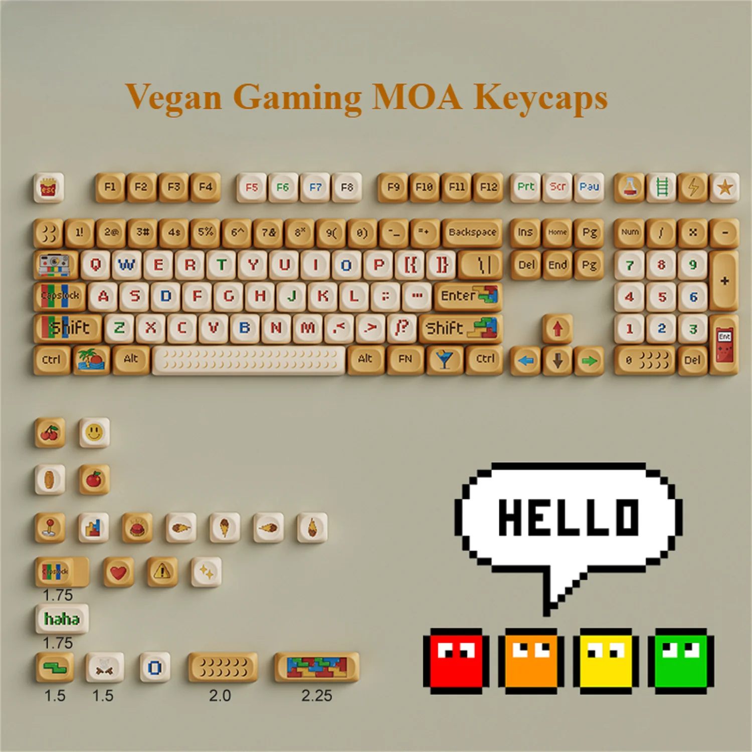 Набор клавишных колпачков Vegetarian Games MOA PBT маленький полный набор милый мультяшный