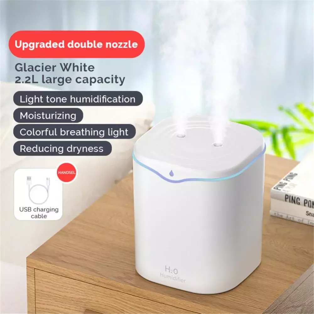 

Увлажнитель воздуха с двойным распылителем, 2200 мл, USB