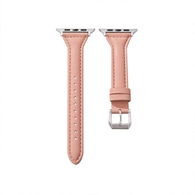 

Ремешок кожаный для Apple Watch 8 7 Band, тонкий женский браслет для iwatch Series 7 6 5 4 3 2 se, 41 мм 45 мм 42 мм 44 мм 38 мм 40 мм