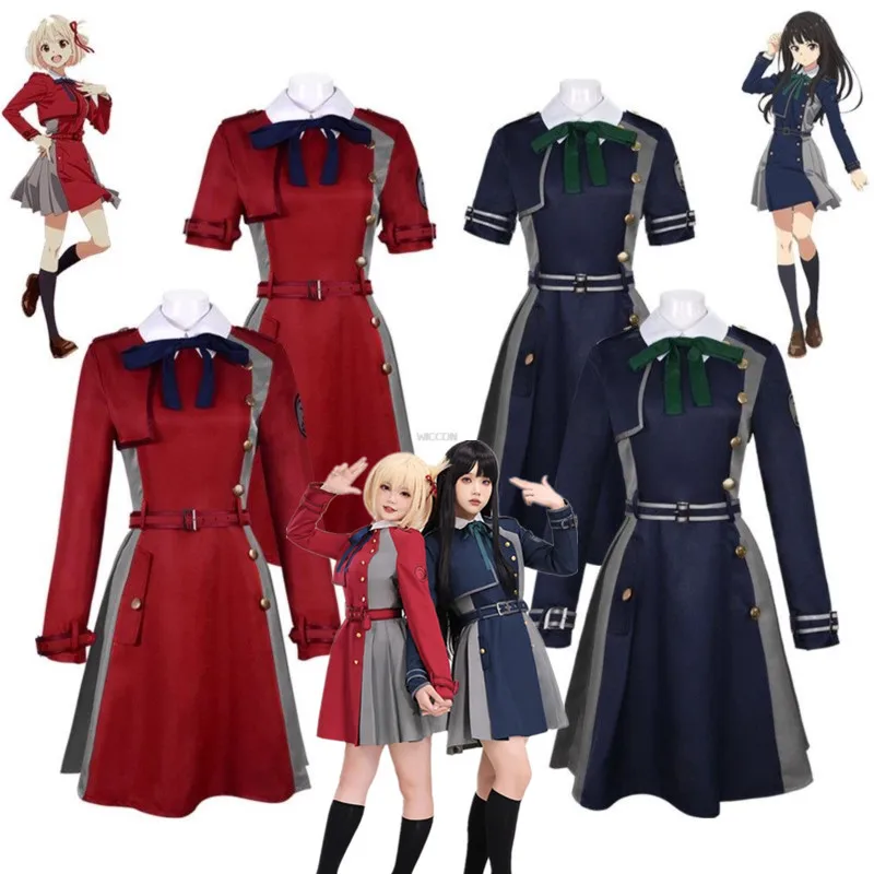 Костюм для косплея Lycoris Recoil из аниме nishikier Chisato Inoue Takina, косплей, платье, Униформа, парик, костюм на Хэллоуин, костюмы для женщин