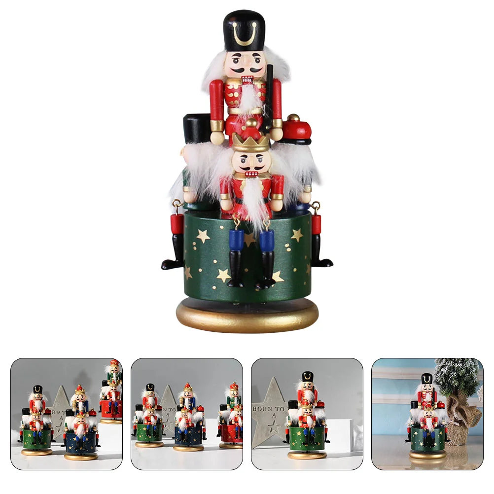 

Box Nutcrackerchristmasmusical Carousel Soldier Rotating Windfigurine Toy Wooden Ornament Designed Supplies Adorns Handpainted