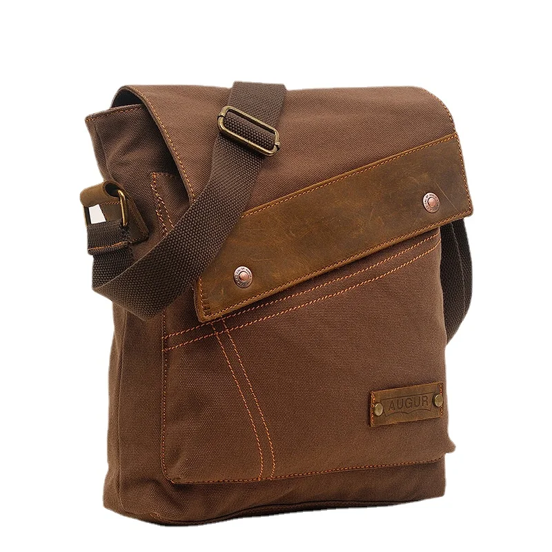 

New High Quality Men's Canvas Bag Vertical Messenger Bag One Shoulder Retro Ladies School Bag Classic Handbag