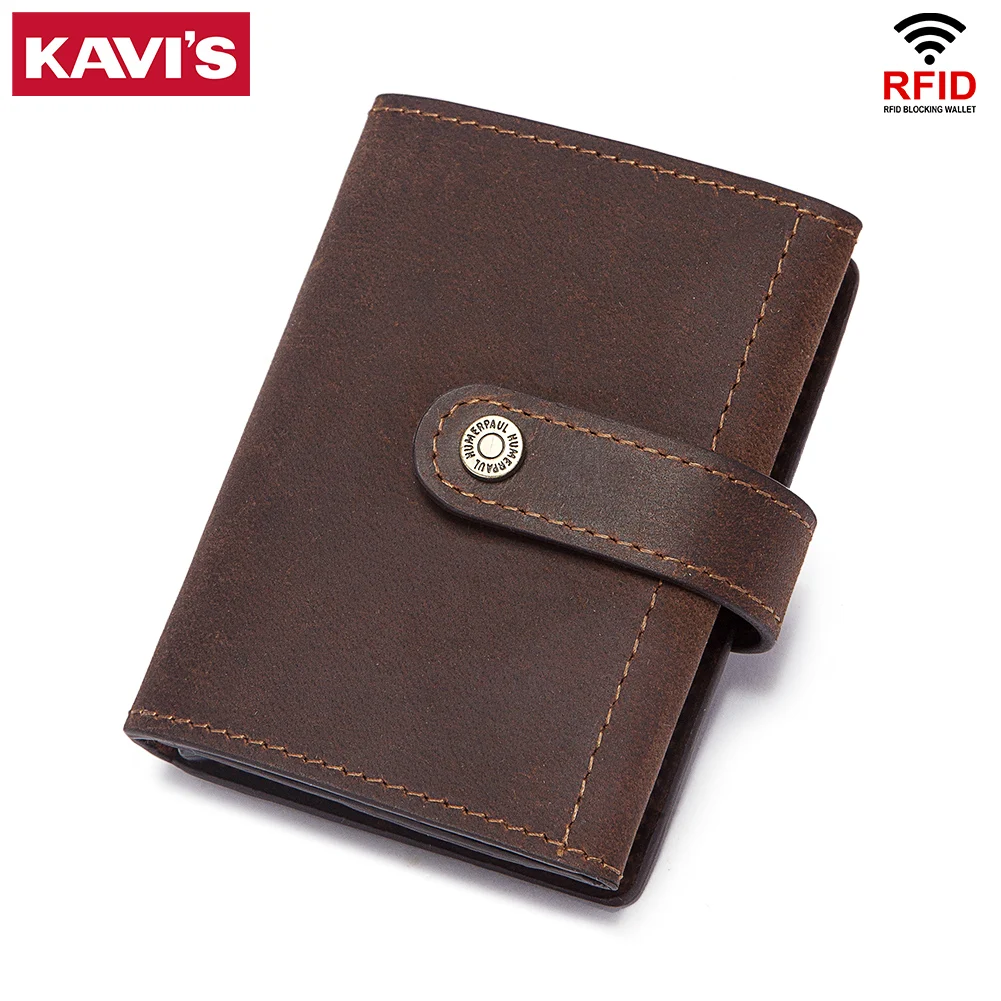 

KAVIS High Quality Men's Genuine Leather Wallet Coin Purse Vintage Short Male Card Holder Wallets Zipper Money Bag Portomonee