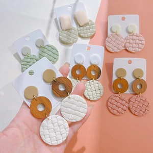Stud earrings Geometry Polymer Clay Handmade Earring pendientes verano 2022 trend new ceрьги 2022 тренд HoBИH fashion jewelry