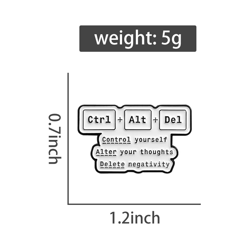 Эмалированные булавки с клавиатурой Ctrl + Alt Del Control Your Thought броши для удаления
