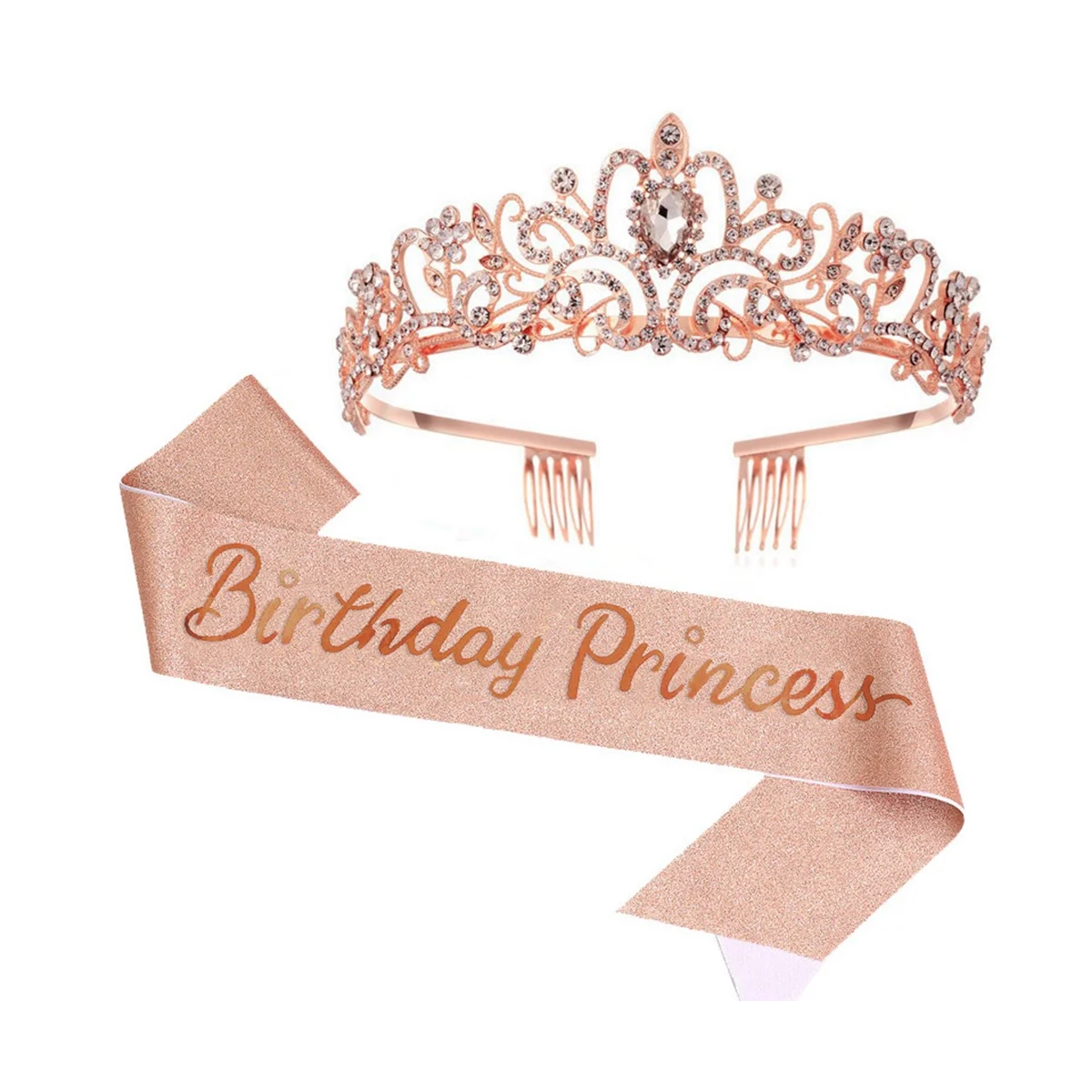 

Birthday Girl Crown Princess Crown with Birthday Sash for Women Party Supplies
