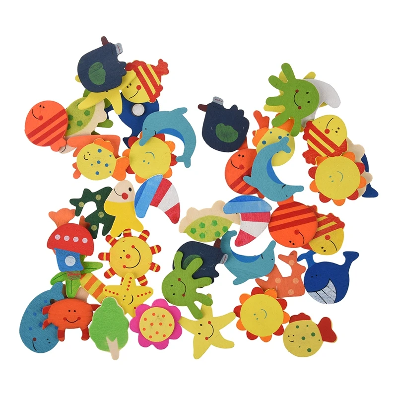 

48pcs coloured wooden magnets drawing anime for children.