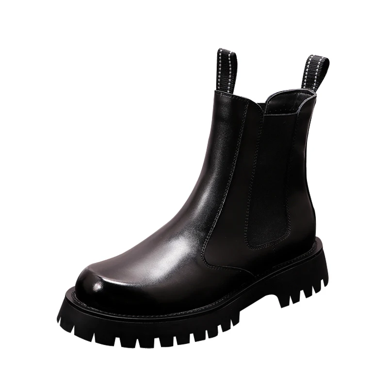 Мужские ботинки челси на платформе цвет черный/белый |