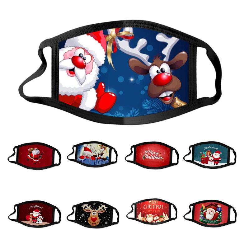 

1pcs Merry Christmas Children Mask Disposable Elk Santa Claus Print Kids Adult Facemask Mascarilla Halloween Cosplay Masque