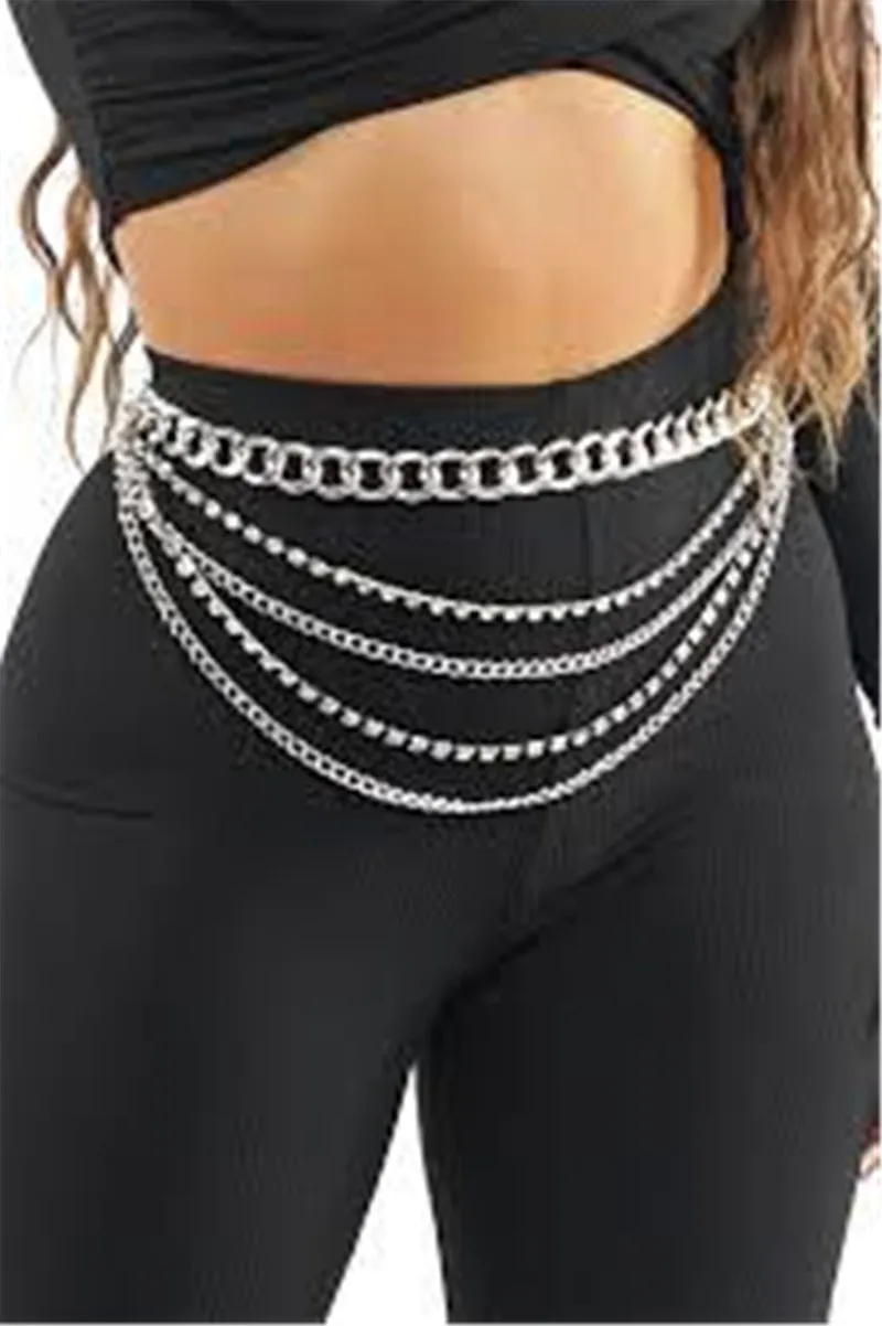 Club multi-layer metal chain fashion personality ShanZuan diamond chain waist chain