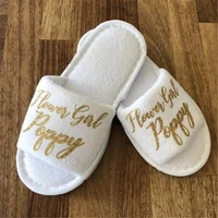 Personalised Childrens spa Slippers,Flower Girl Page Boy slippers,Wedding Birthday Party Rose Gold Foil Gold/Silver Very Good Pe