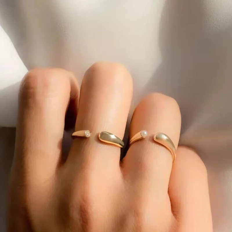 

Кольцо из титановой стали с покрытием из 18-каратного золота, перламутровое кольцо на указательный палец