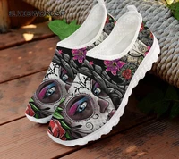 elviswords flats women sneakers casual summer skull day of the dead gothic girls ladies loafers air mesh female walking shoes