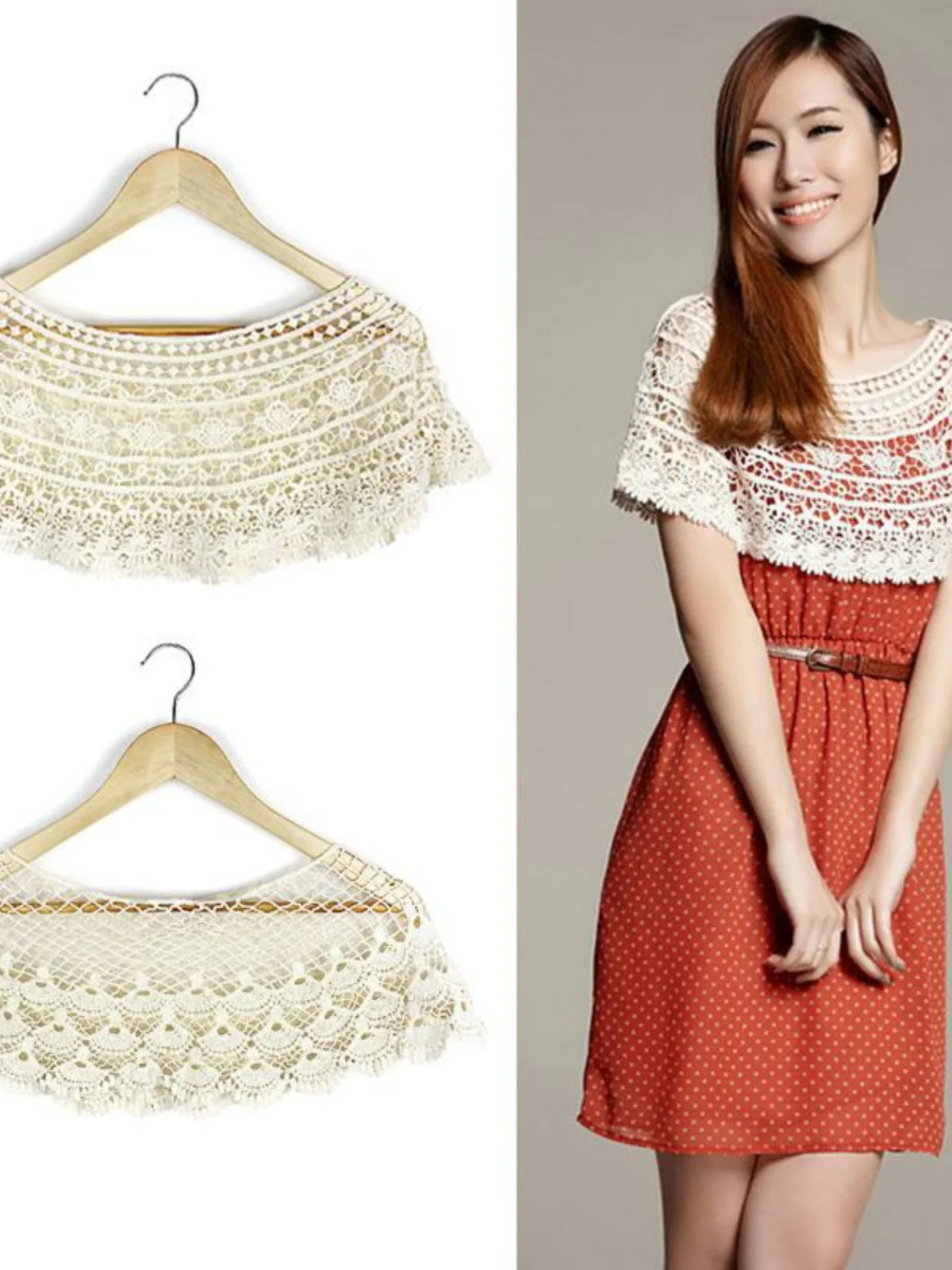 Летняя тонкая солнцезащитная вязаная ажурная кружевная маленькая накидка для