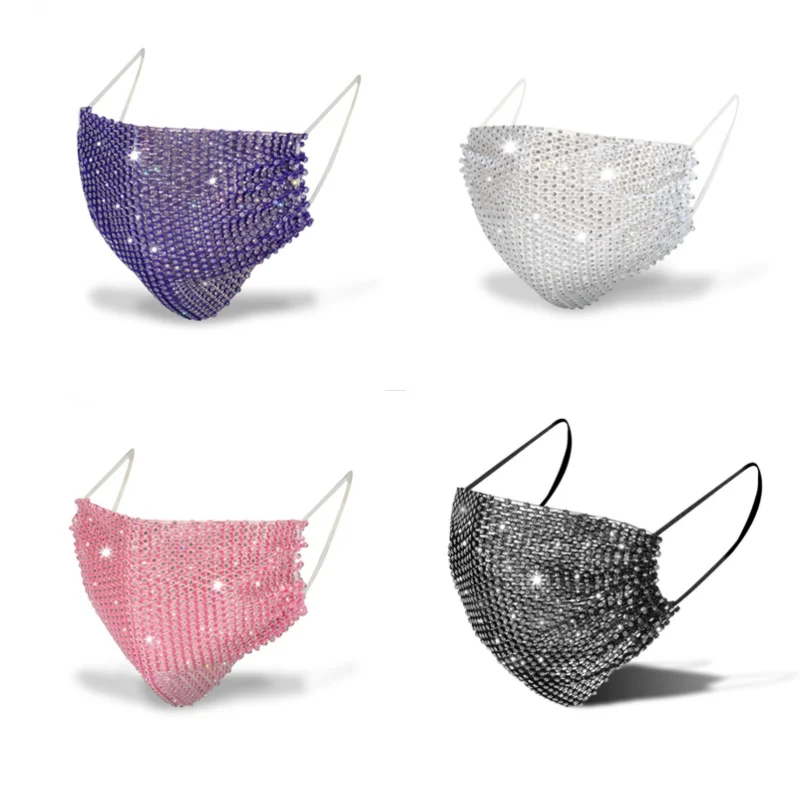 Креативная Женская Блестящая Маска для лица блестящая маска Стразы украшения