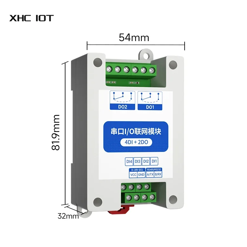 4DI+2DO Modbus RTU Сетевой модуль ввода-вывода последовательного порта промышленного