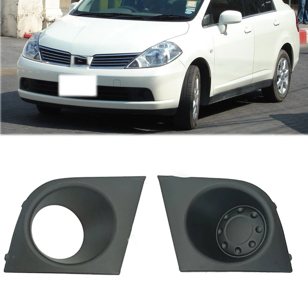 

Car Front Bumper Left Right Fog Light Cover Fog Lamp Hood Frame Accessories For Nissan Tiida Latio 2005 2006 2007 2008