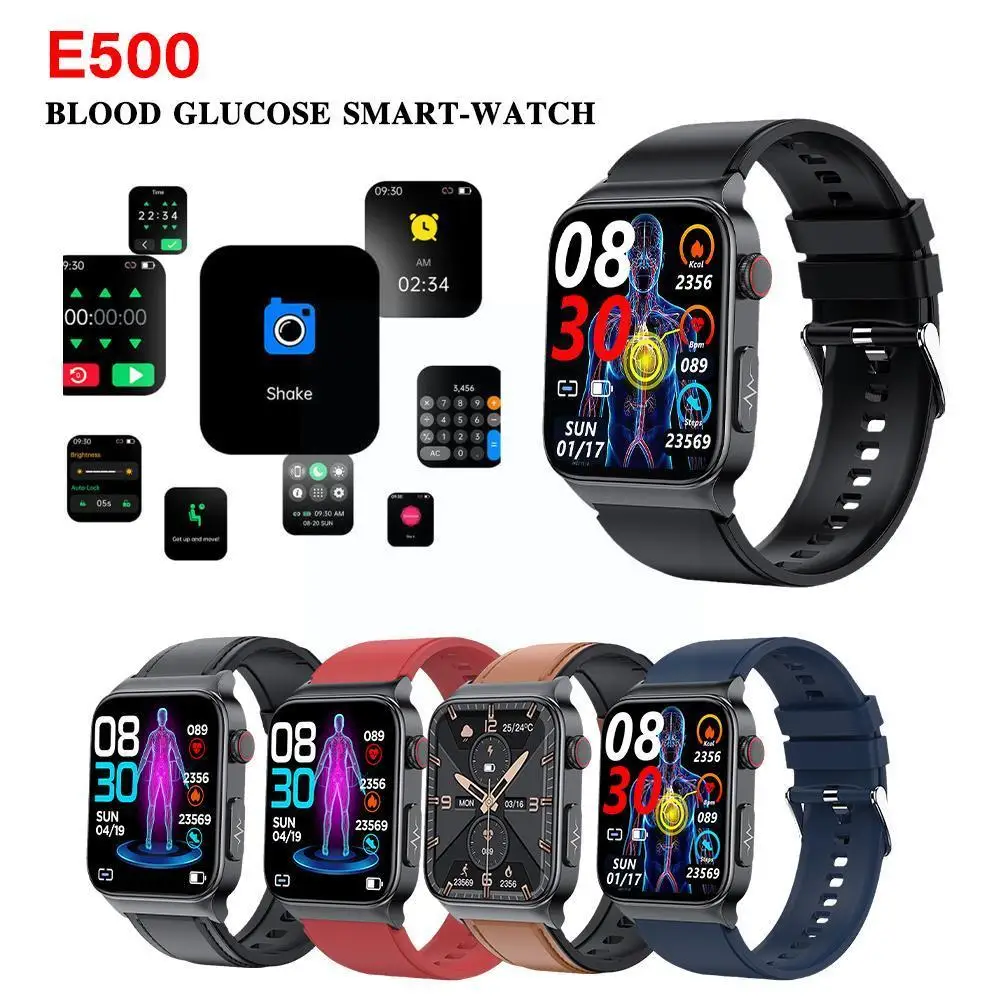 

E500 Blood Glucose Watch Ecg Ppg Hrv Blood Pressure Tracker Man Waterproof Fitness Body Women Temperature Ip68 W C4d3