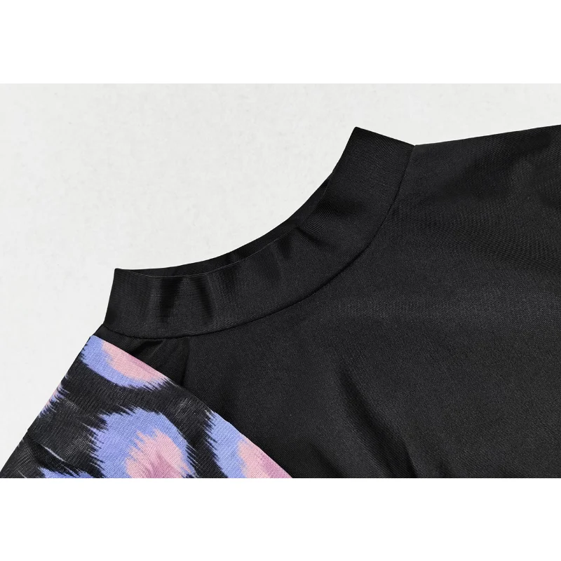 Printed swimsuit sun-proof conservative three-piece surf-blocking swimsuit all around the beach