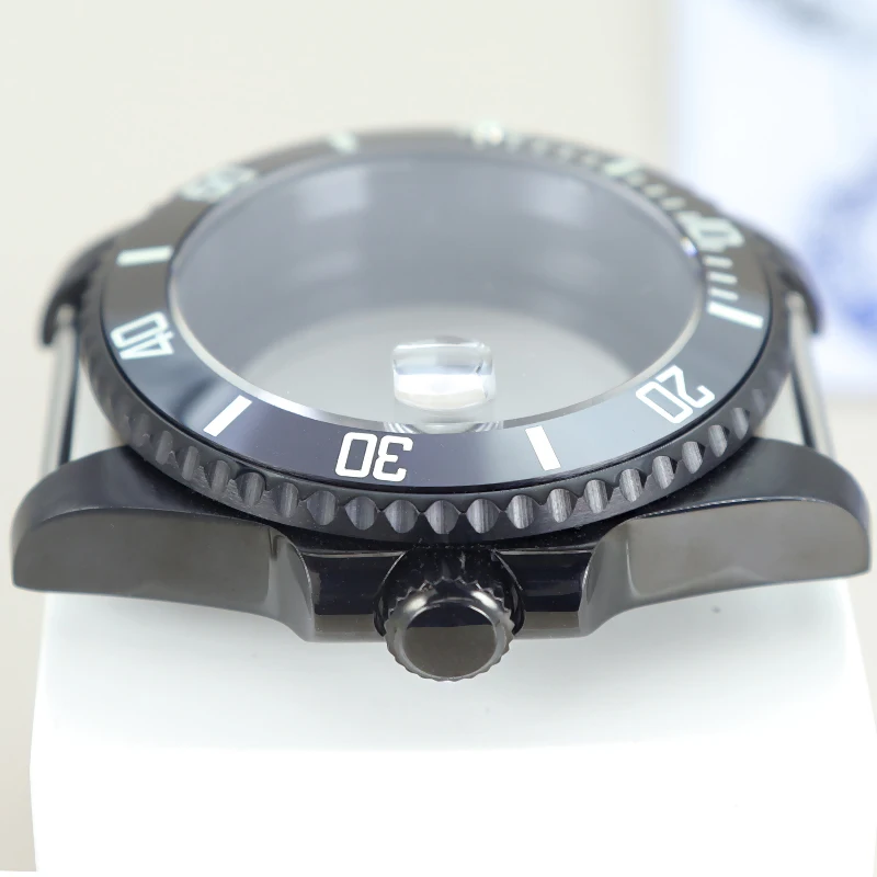Фото Корпус для мужских часов 40 мм с сапфировым стеклом для механизмов Seiko NH35, NH36, NH34, NH70, Miyota 8215, ETA 2824, черный дизайн в стиле Yacht-Master. №3