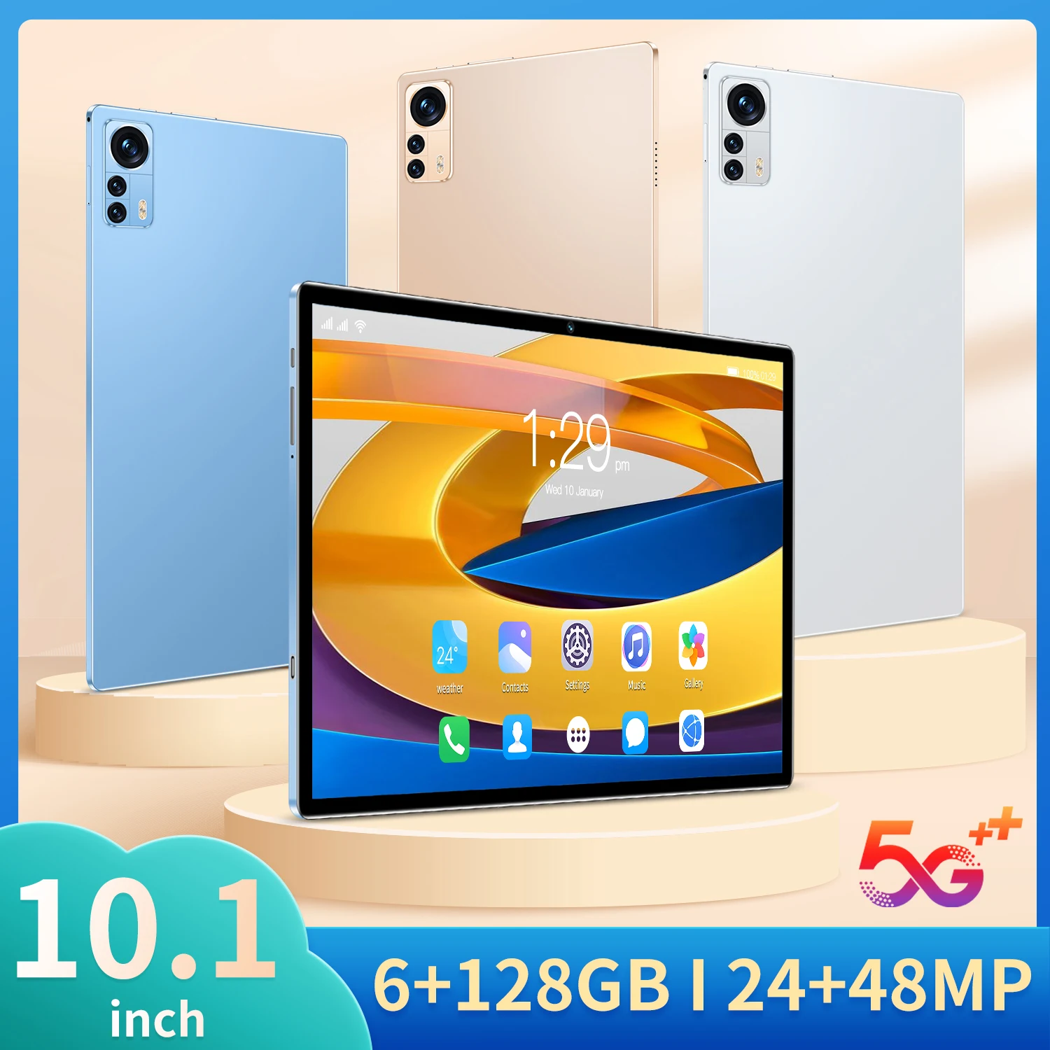 

Новинка, 10,1-дюймовый планшет, Android 10,1, восемь ядер, телефон, Google Play, 6 ГБ ОЗУ, 10,0 Гб ПЗУ, планшетный ПК, Wi-Fi, Bluetooth, Type-C