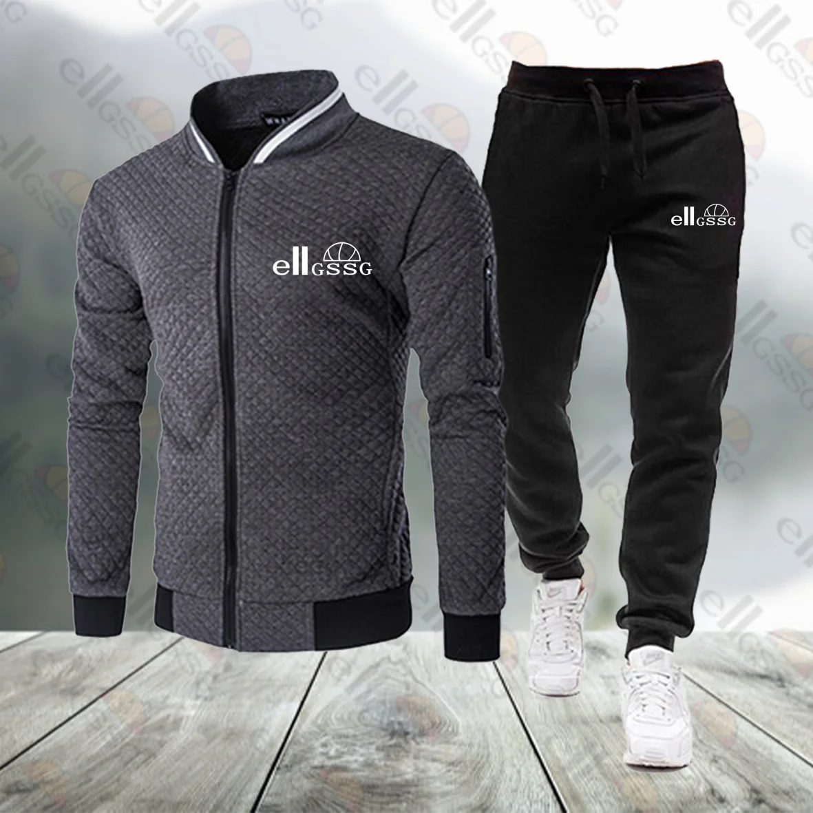 2022 New Men's Sportswear Sweater + Sports Pants Fitness Running Wear Men's Sportswear Cardigan Baseball Wear Men's Sports Suit
