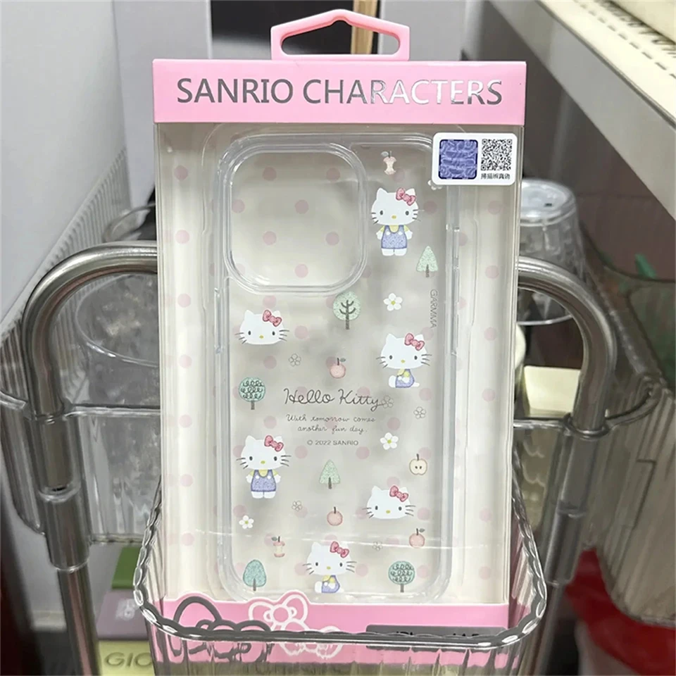Оригинальные прозрачные чехлы Sanrio Hello Kitty для iPhone 15 14 11 13 12 Pro Max XR XS 7 8 Plus Y2K защитный
