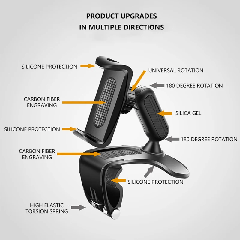 

Car Dashboard Mobile Phone Holder Auto GPS Stand Clip Universal Cell Phone GPS Support Clip Bracket Rotatable Car Mount Stand