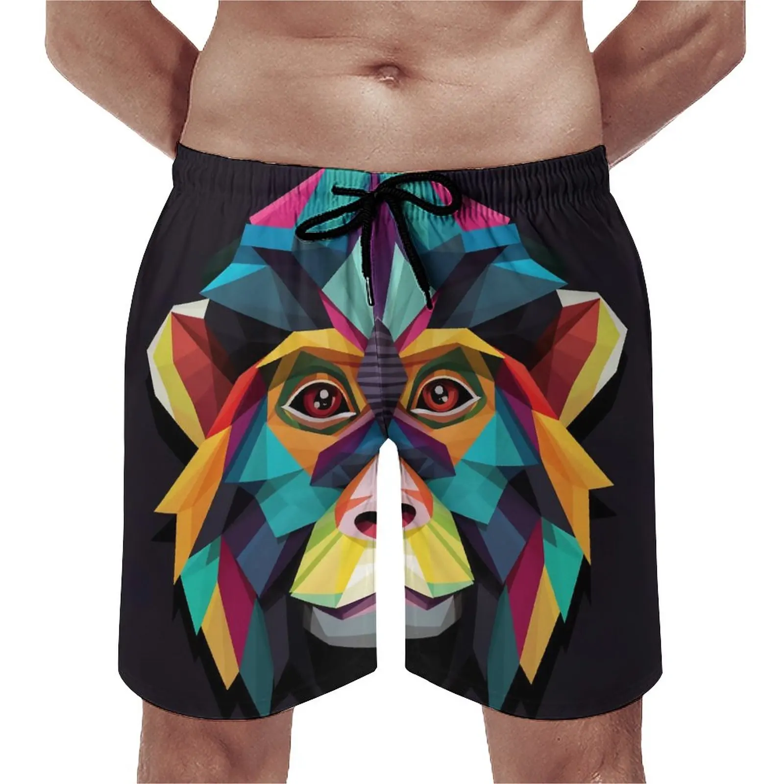 

Gym Shorts Monkey Classic Beach Trunks Geometric Paper Art Men's Comfortable Sports Fitness Hot Plus Size Beach Shorts