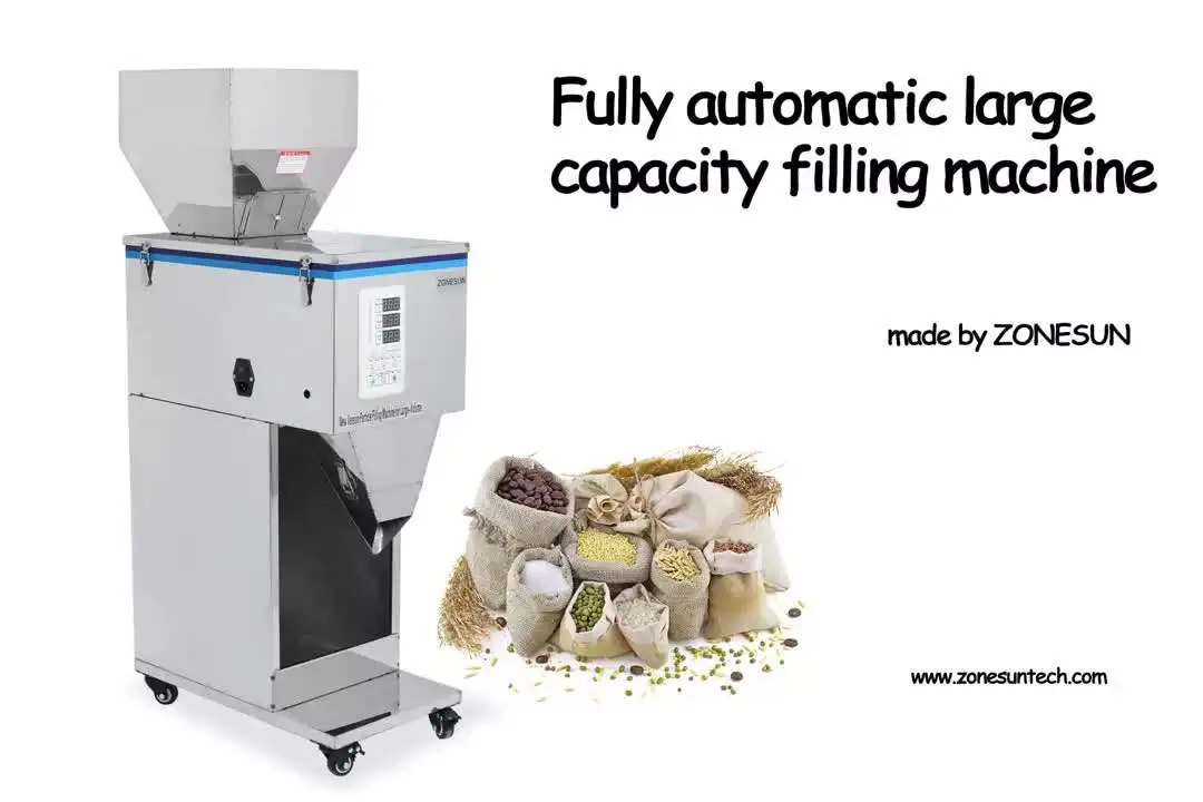 

ZONESUN Food Racking Machine Granular Powder Materials Weighing Packing Machine Filling Machine 10-999g For Seeds Coffee Bean