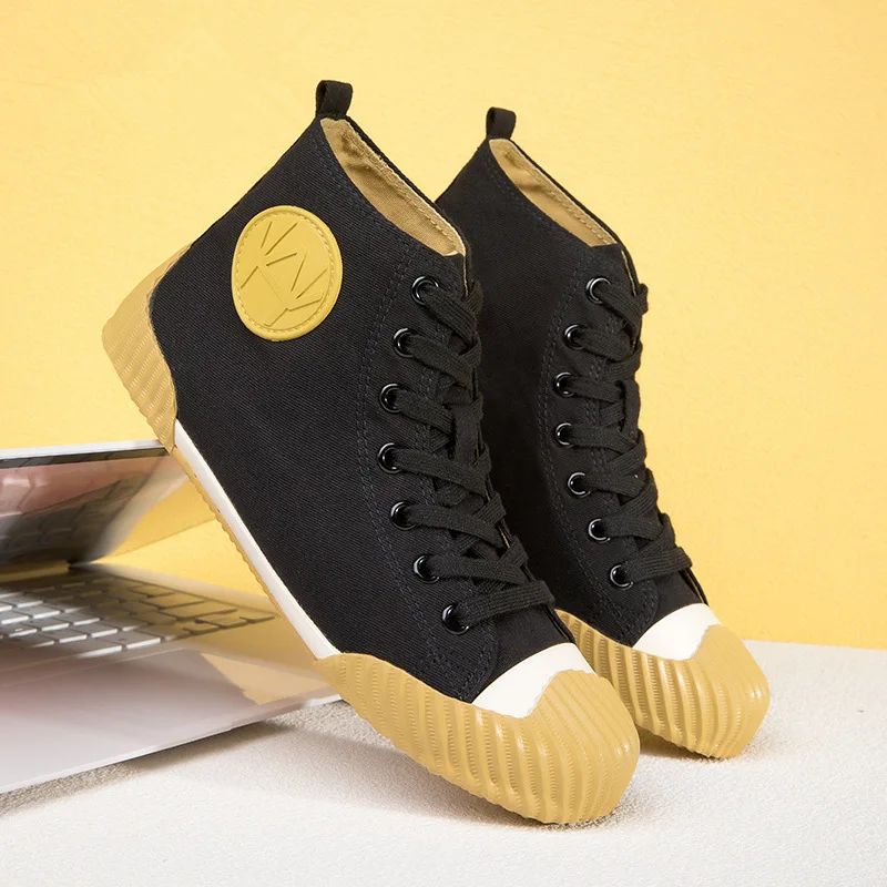 Women's high-top casual shoes lace-up vulcanized shoes for men and women canvas shoes