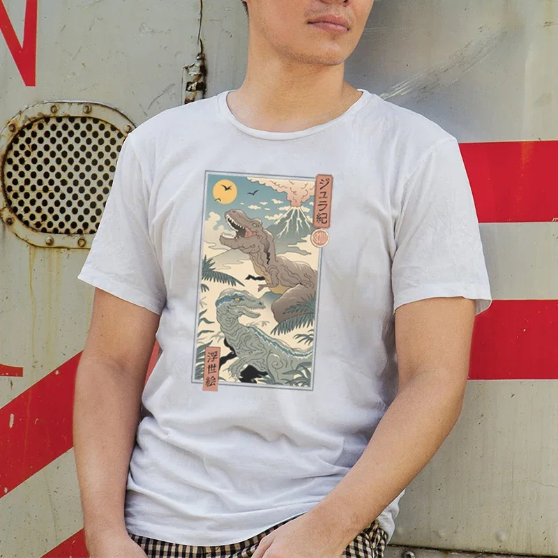 Винтажная Футболка Ukiyoe в стиле аниме веселая Женская и Мужская Летняя