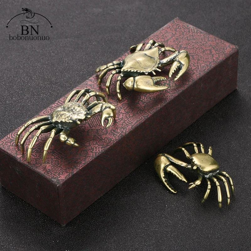 

Solid Brass Crab Small Statue Ornament Copper Handmade Antique Animal Miniature Figurine Office Desk Decoration Home Decor Craft